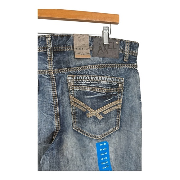 Axel Jeans Treadwell Relaxed Straight Fit Men’s Embellished Faded JeanNew 38 X32 - Picture 7 of 16